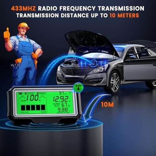 BM200 PRO 12V Car Battery Monitor, 433MHz Wireless Battery Tester | with