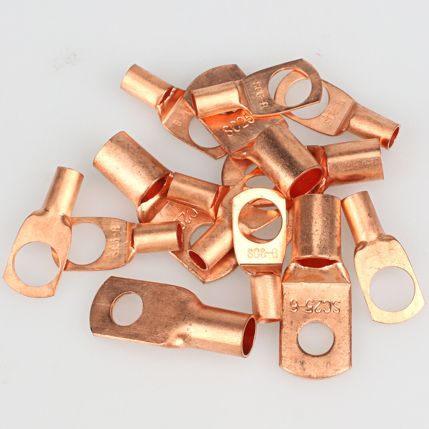 60Pcs Battery Terminals Connectors Copper Ring Wire Ends Lugs Gauge AWG 4 6 8 10