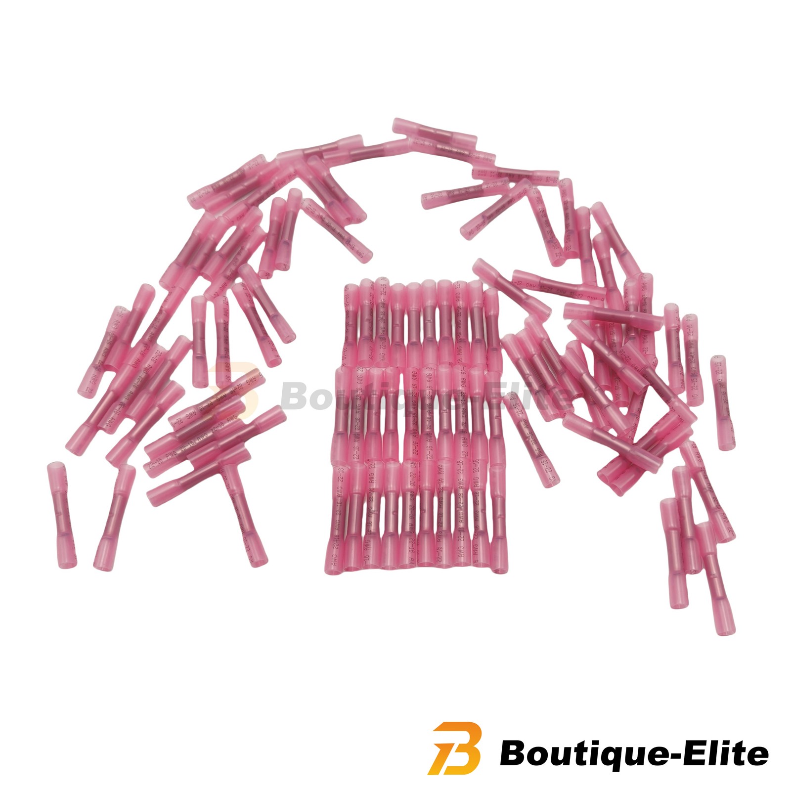 100PCS Heat Shrink Waterproof Wire Connectors For 22-16 AWG Butt Seal Terminals