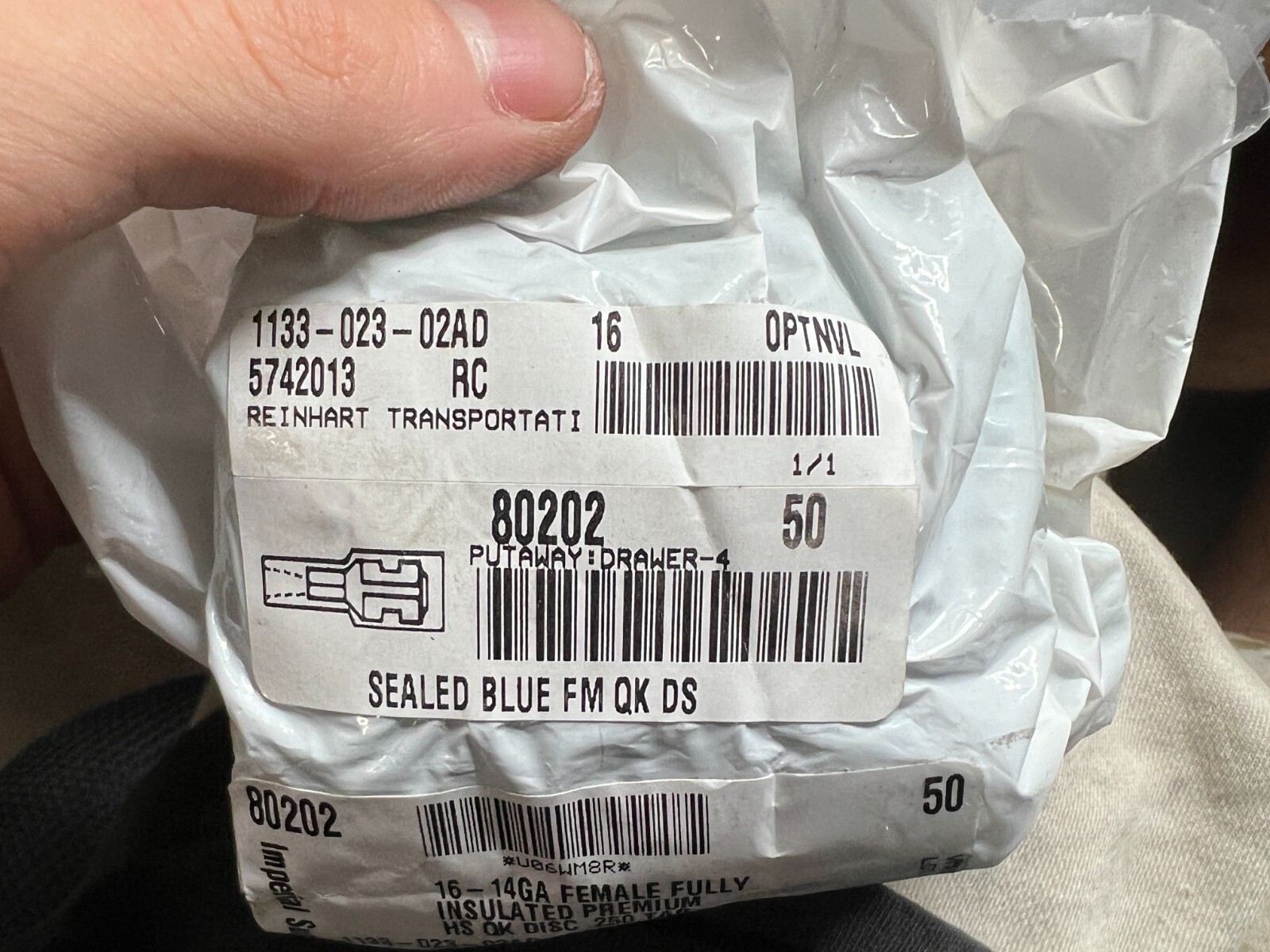 Bag of 50 Imperial Supplies 16-14 GA Female Fully insulated 250 Tab Blue 80202