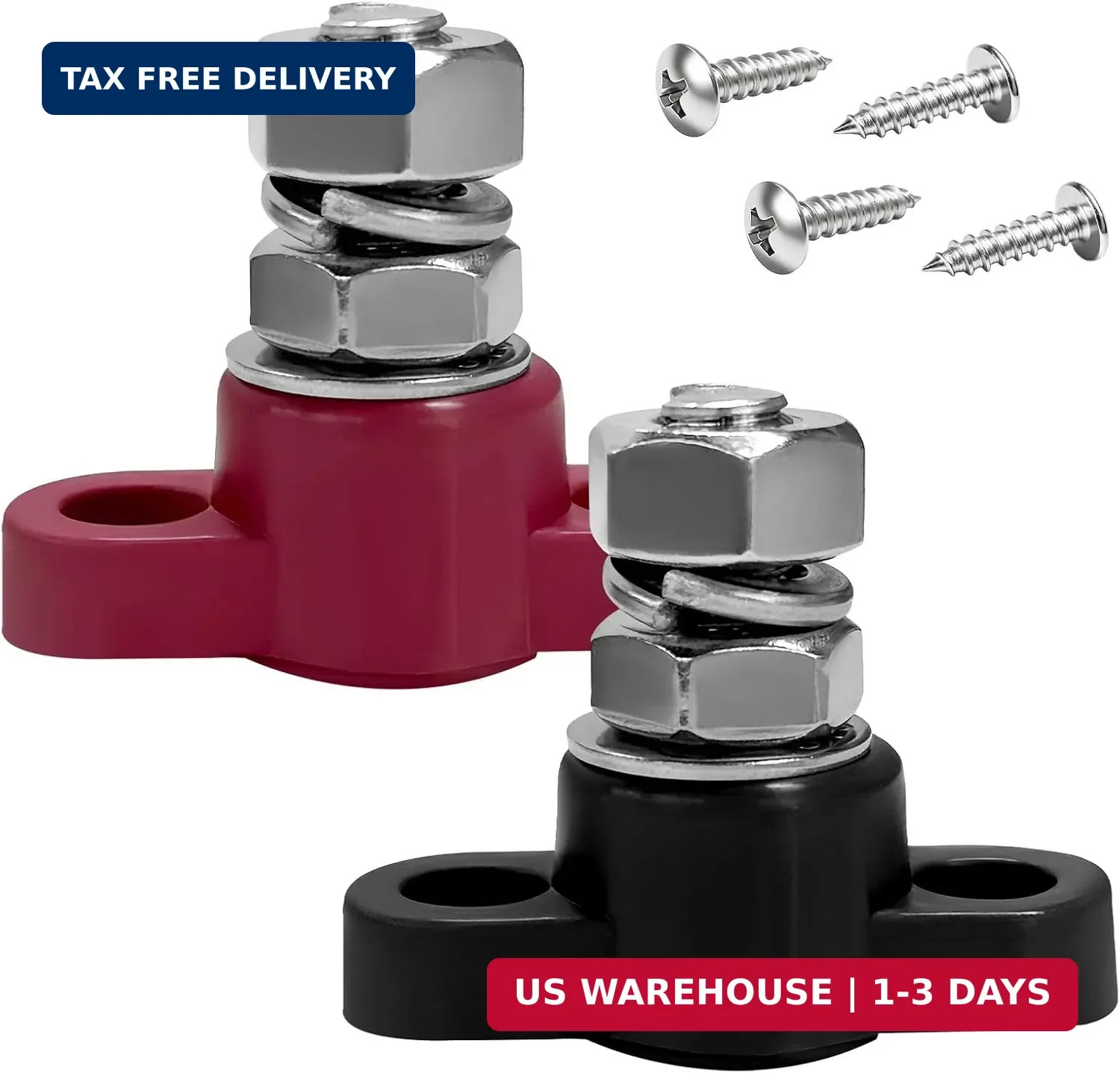 2 PCS 3/8″ 12V Car Single Stud Battery Junction Post Block, Heavy Duty Auto Insu