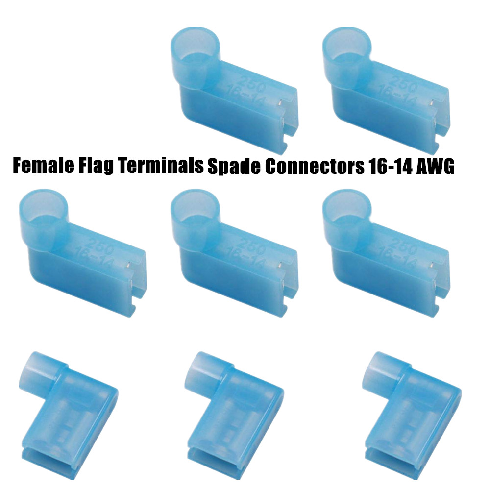 90 Degree Nylon Flag Spade Terminals Female Insulated Crimp 16-14 AWG Connectors
