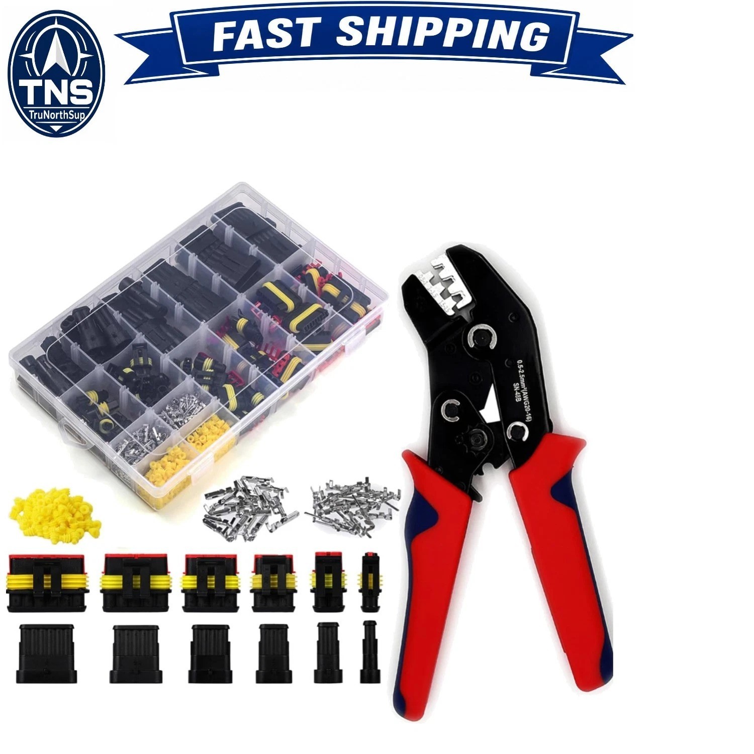 800pcs Waterproof Automotive Wire Connectors Kit with Crimper 1/2/3/4/5/6 Pin