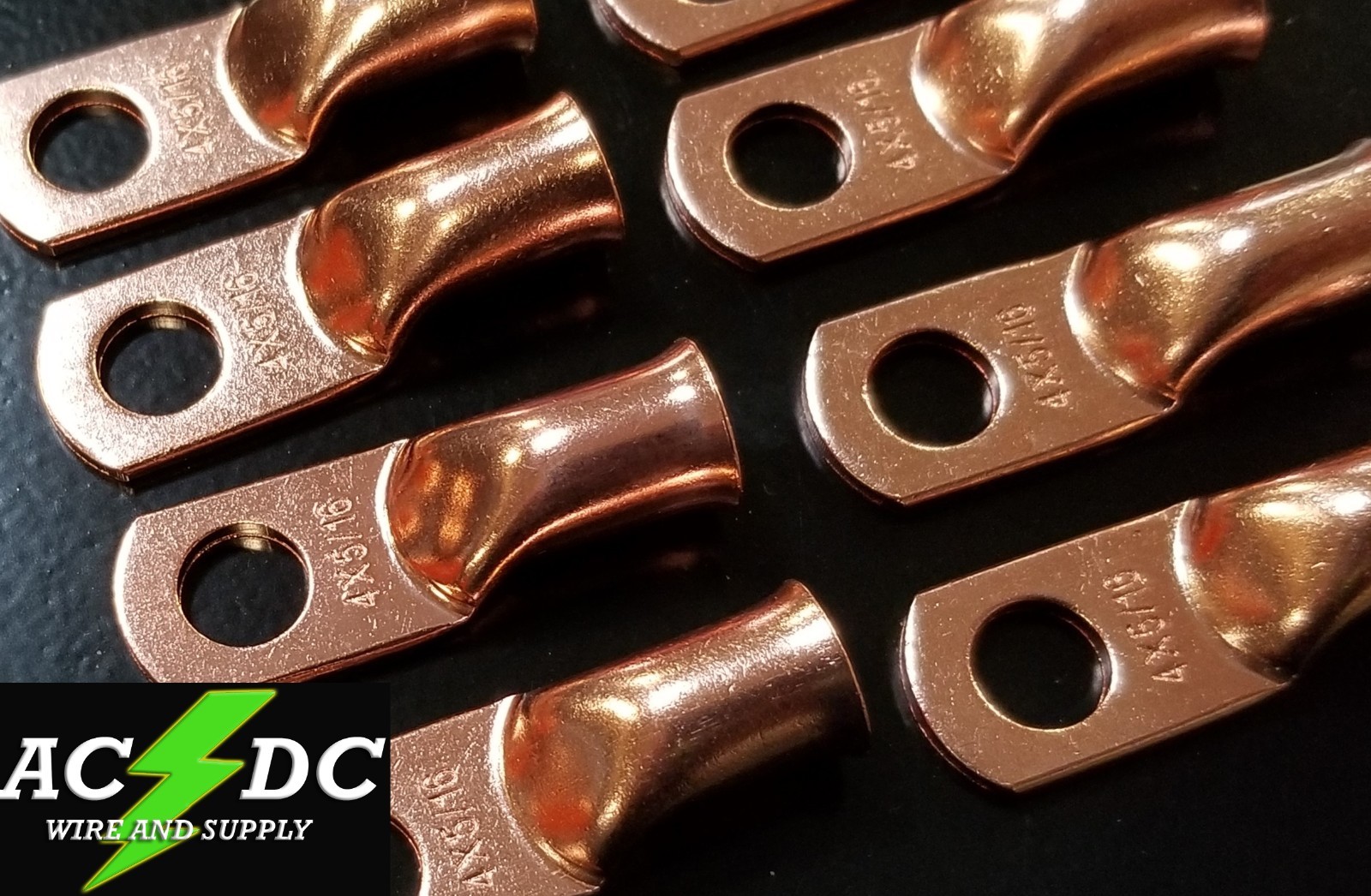 5 LOT 4 AWG Ring 5/16″ Hole Terminal Lug Bare PURE Copper 4 Gauge