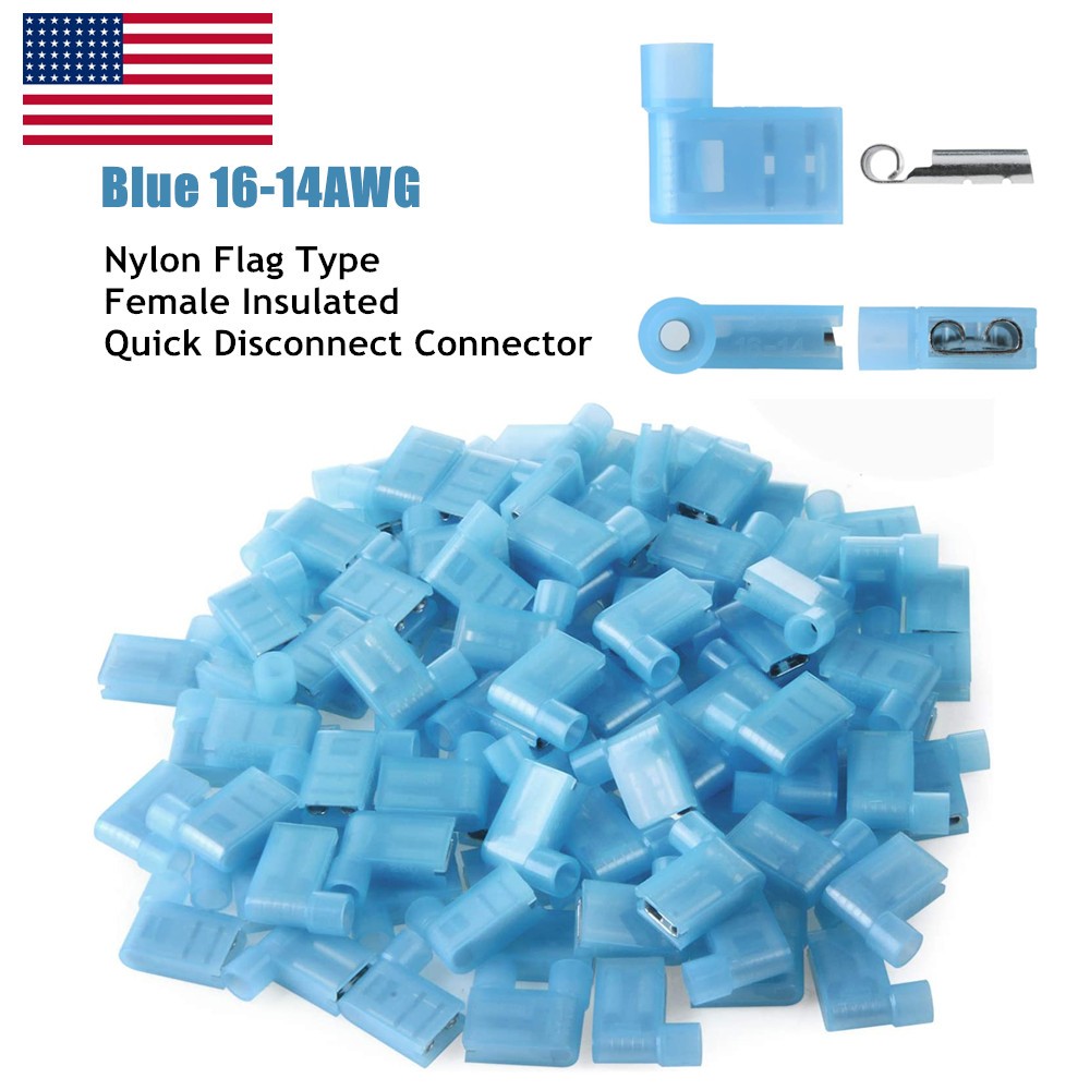 90 Degree Nylon Flag Spade Terminals Female Insulated Crimp 16-14 AWG Connectors