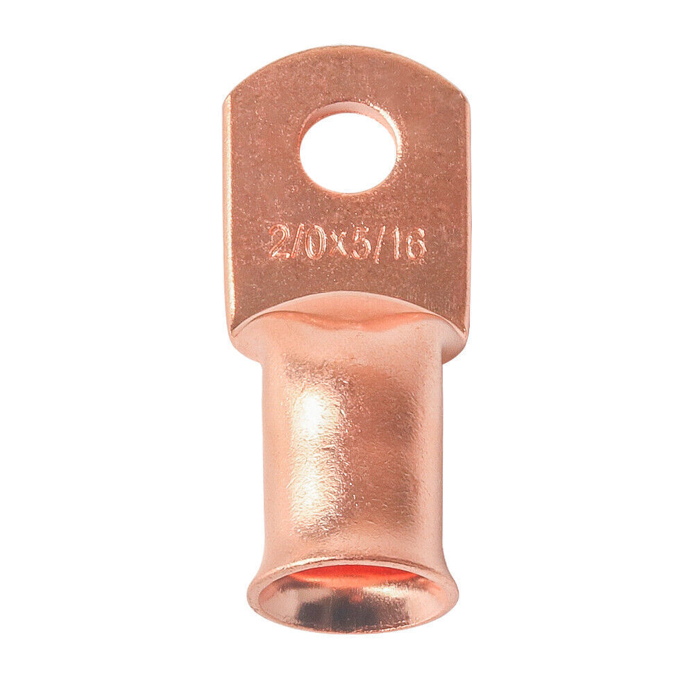 Copper 2/0 Ga AWG 5/16″ Lug Ring Crimp Solder Terminals Power Or Ground Wire 20x