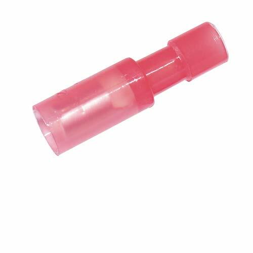 Female Bullet Connectors See-Thru Nylon Insulated .156” 22-18 AWG (Red) – 100PK
