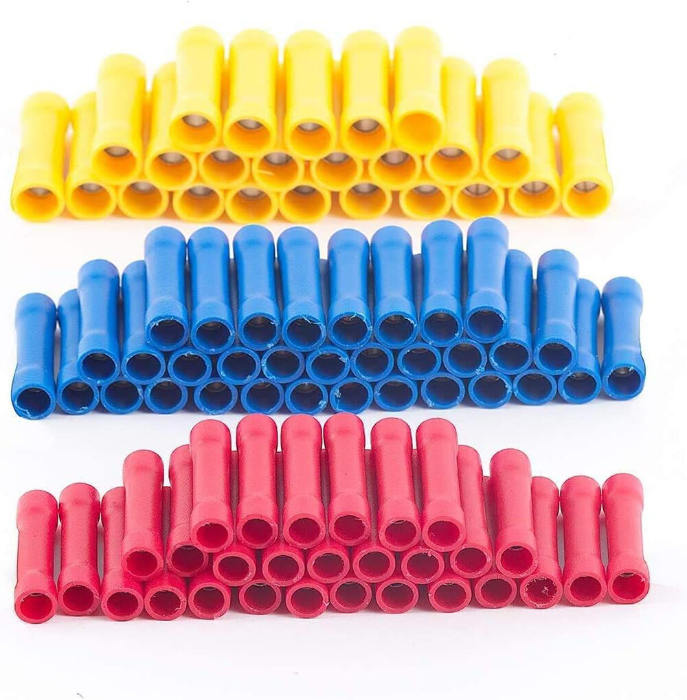 500Pcs Fully Insulated Straight Crimps Terminals Wire Butt Splice Connectors Kit