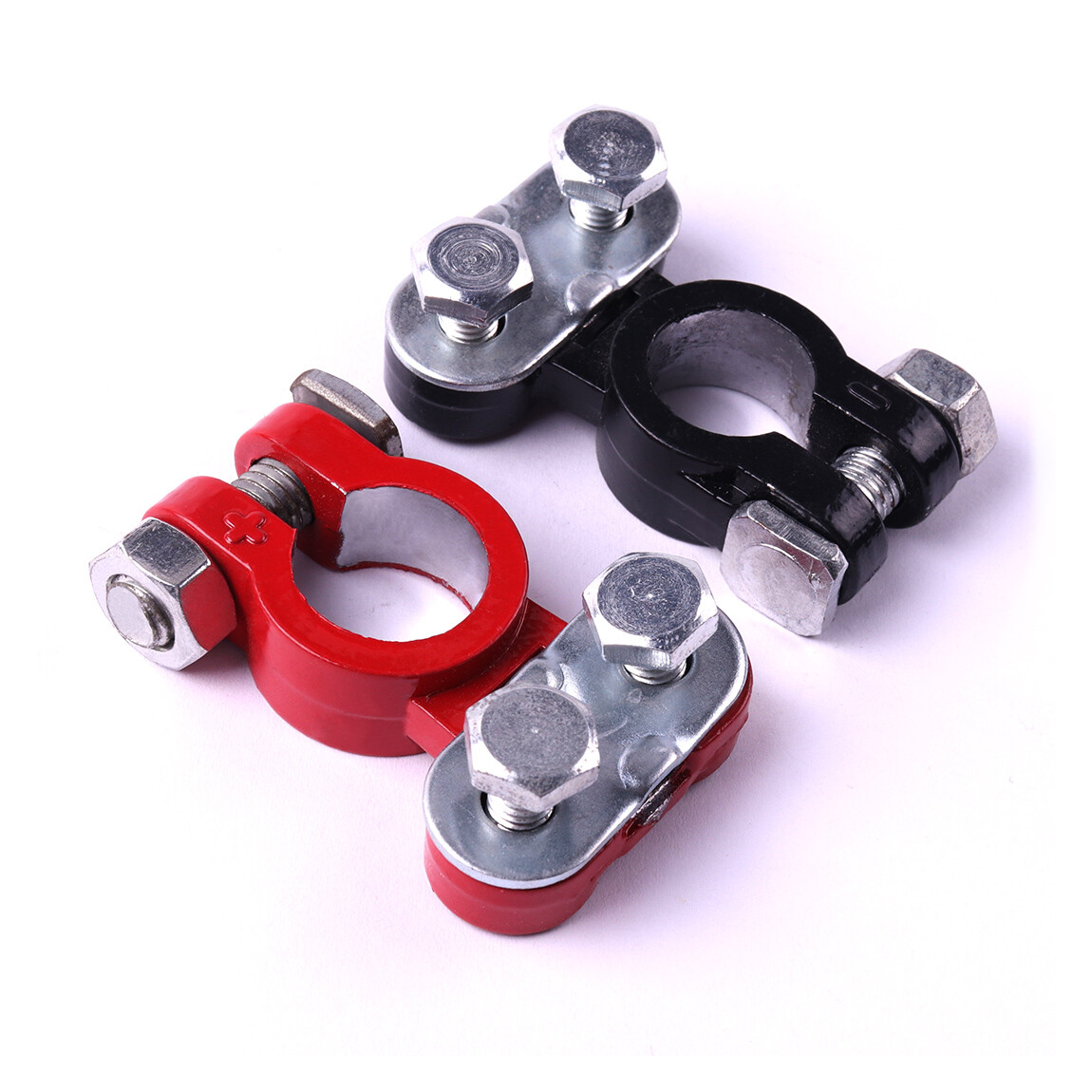 2Pcs Car Battery Terminals, Top Post Connectors with Protector, Universal Fit