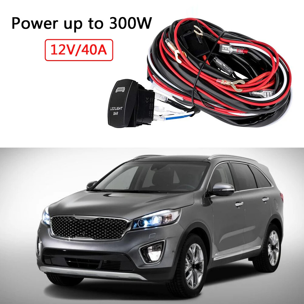 300W LED Light Bar Wiring Switch 40A 12V Power Relay Blade Fuse for Car Truck