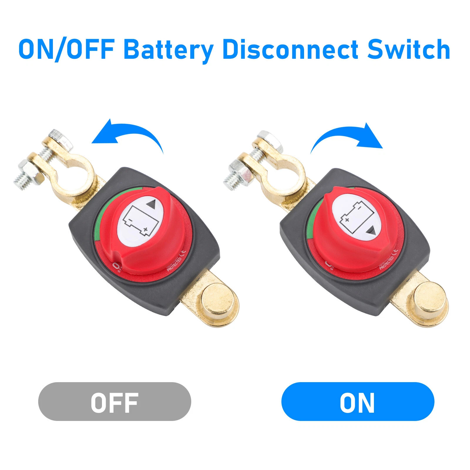 12-48V Top Post Battery Disconnect Switch – Marine Isolator/Cut-Off, Universal
