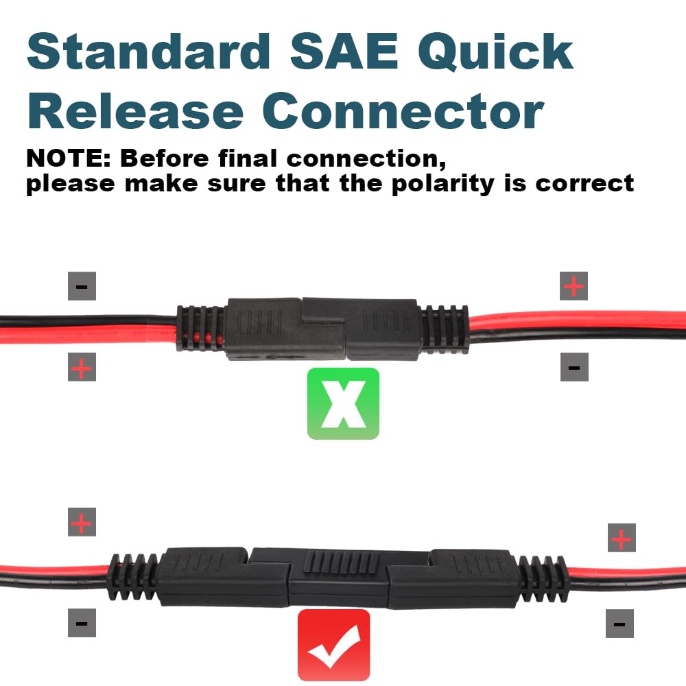 8FT 14AWG SAE to Battery Alligator Clip Wire Harness