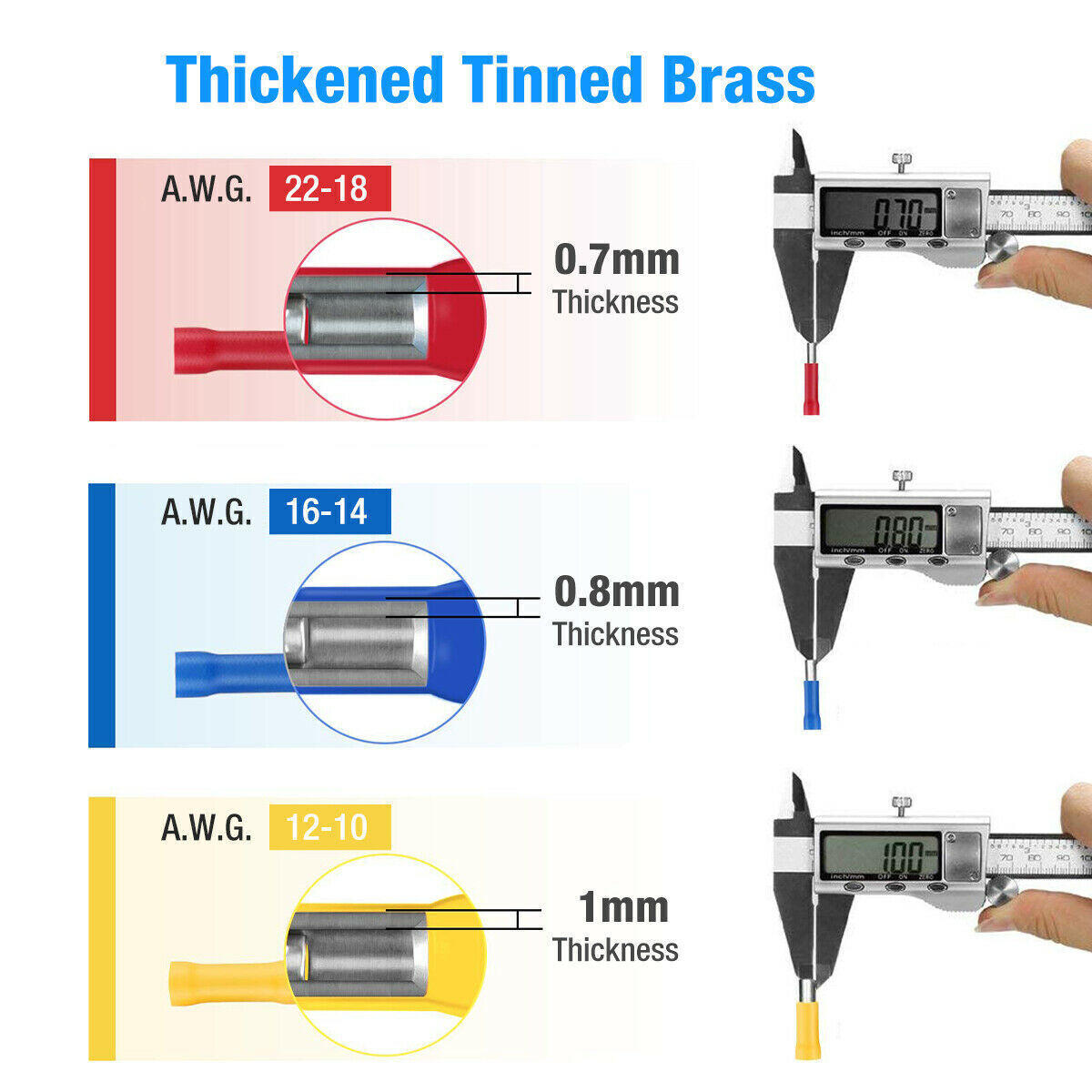 500Pcs Fully Insulated Straight Crimps Terminals Wire Butt Splice Connectors Kit