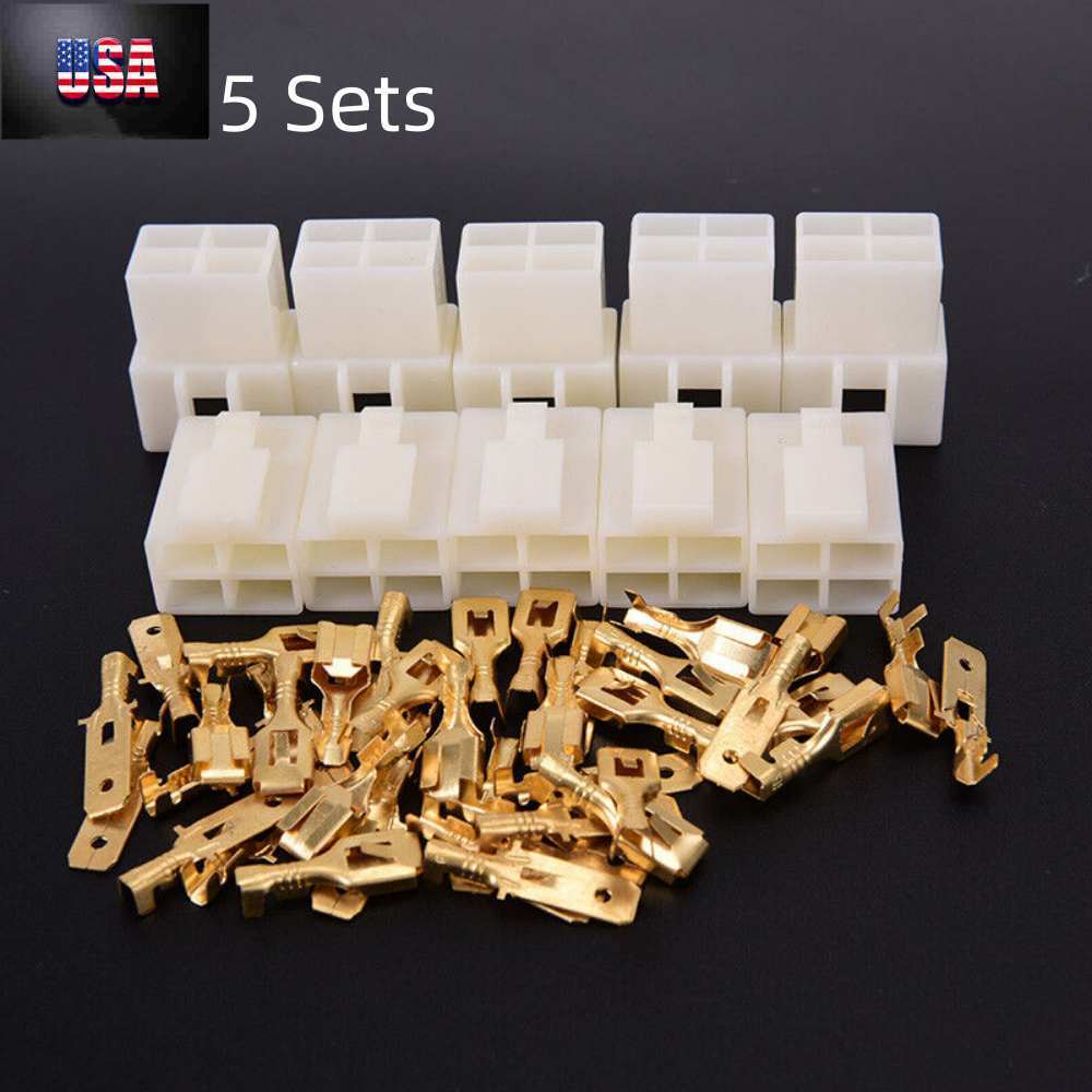 5 Sets 6.3mm 4 PIN Electrical Wire Connector Male Female Cable Terminals US