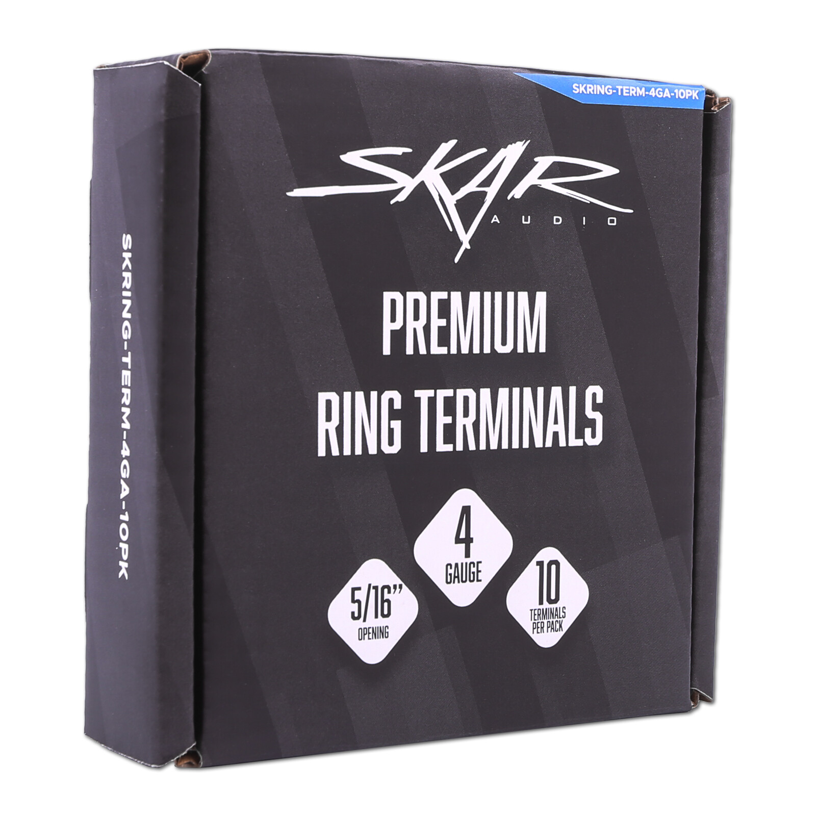 SKAR AUDIO 4 GAUGE (5/16″) NICKEL PLATED PREMIUM RING TERMINALS (10 PACK)