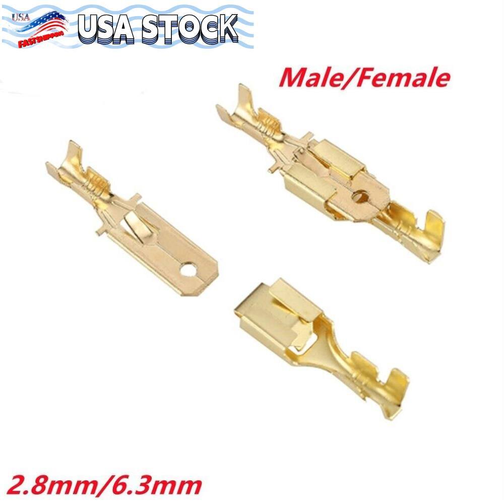 Copper Non-Insulated 2.8/6.3mm Connector Quick Splice Spade Terminals 50-200PCS