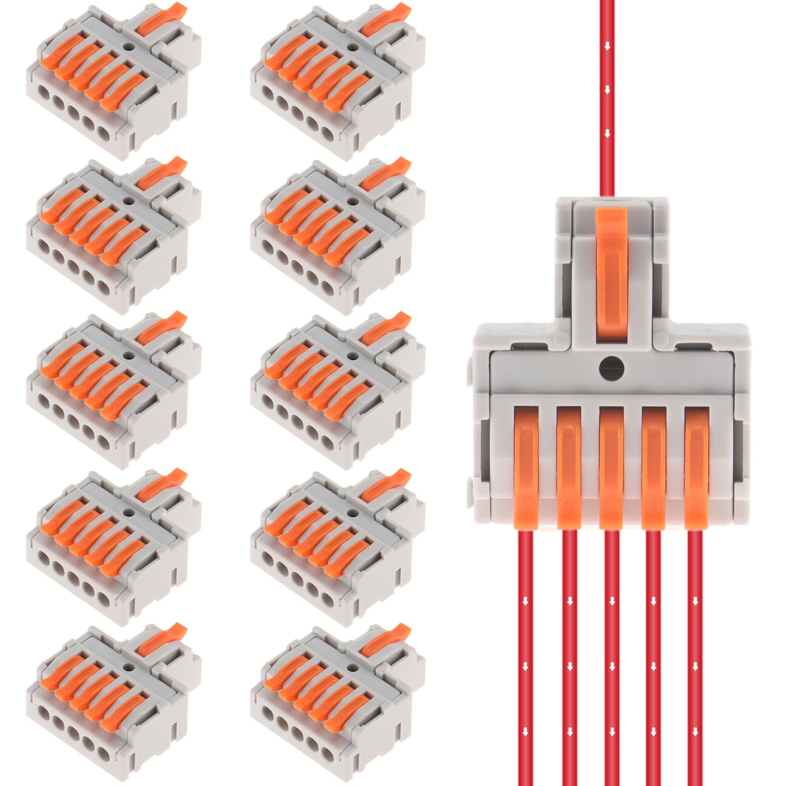 DIANN 10pcs Lever Wire Connectors 1 in 5 Out