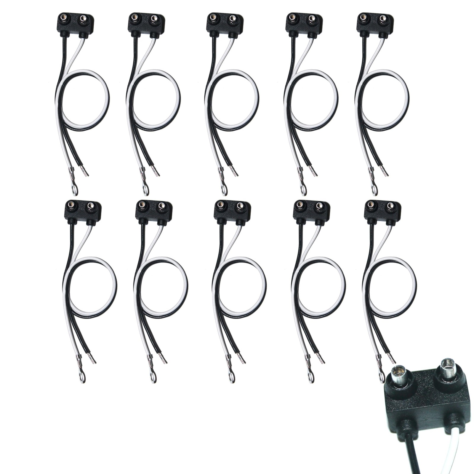 10 pcs Truck Trailer 2 Wire Pigtail Harness 10″ Long Right Angle 2 Pin Traile…