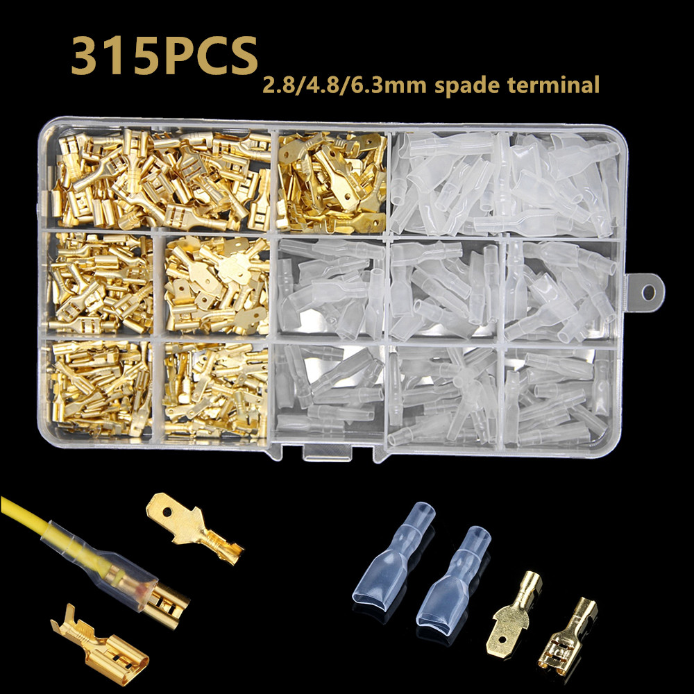 315x Assortment Terminals Kit Electrical Wire Crimp Connectors Male Female Spade