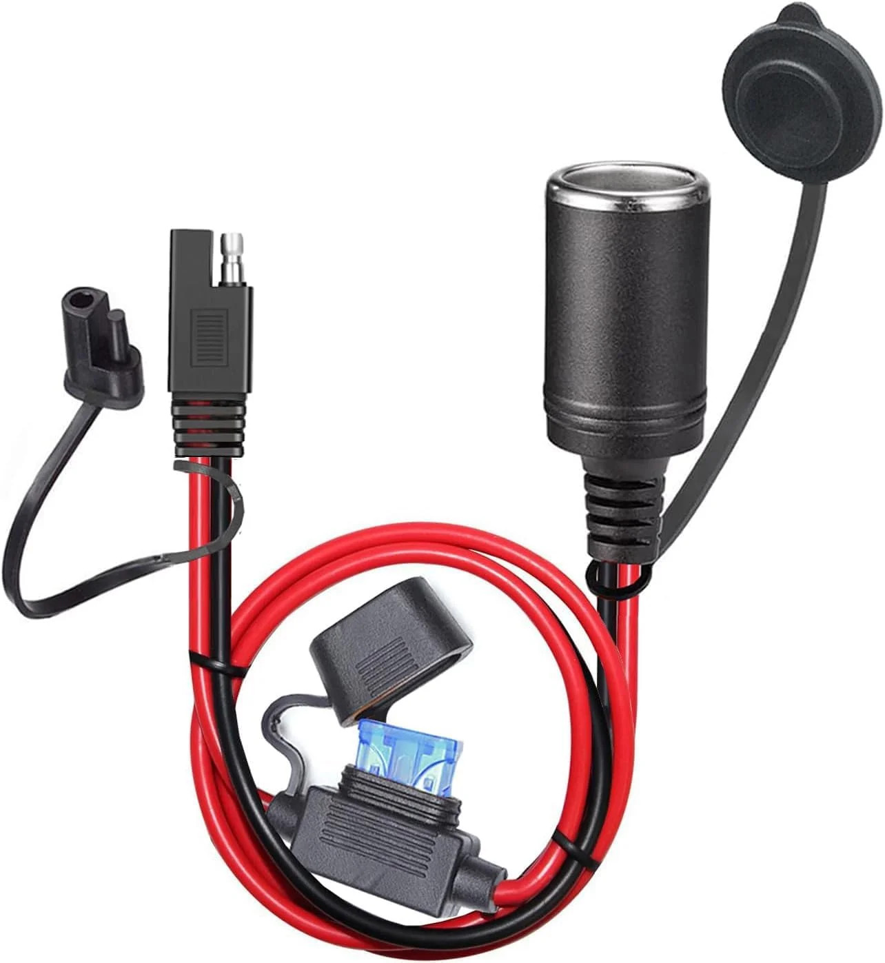 12AWG SAE to Motorcycle Female Cigarette Lighter Socket 12V-24V Extension Cable