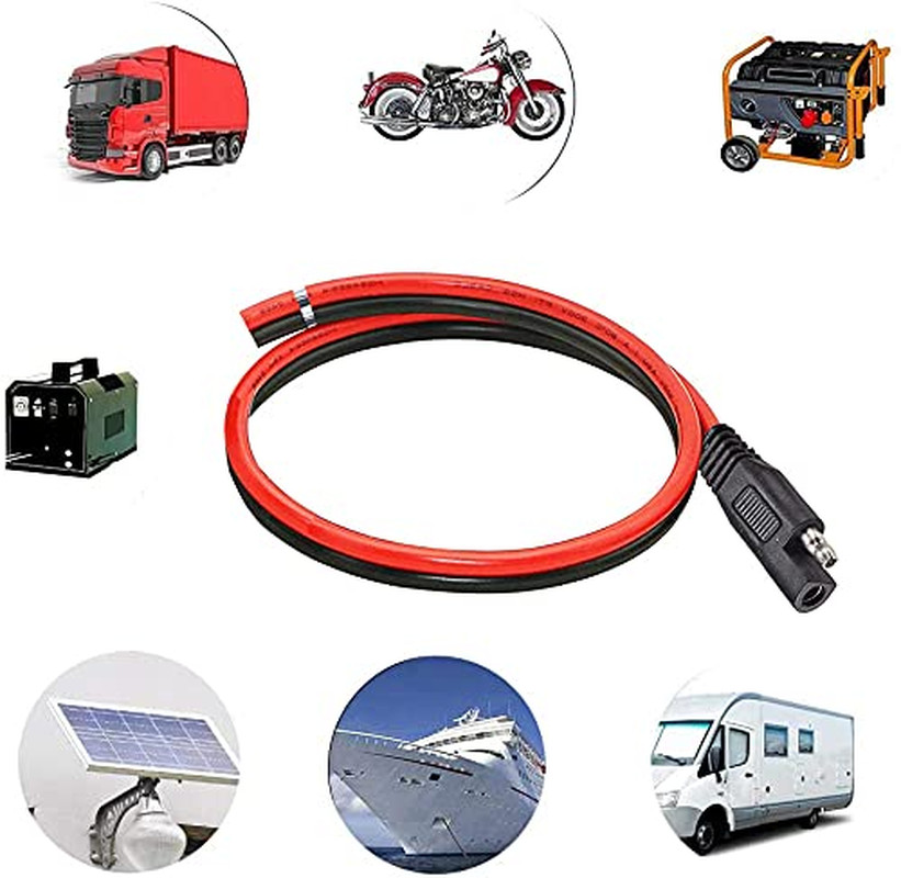 10AWG SAE Connector, Solar Panel Extension Cable with 1FT Quick Connector for Te