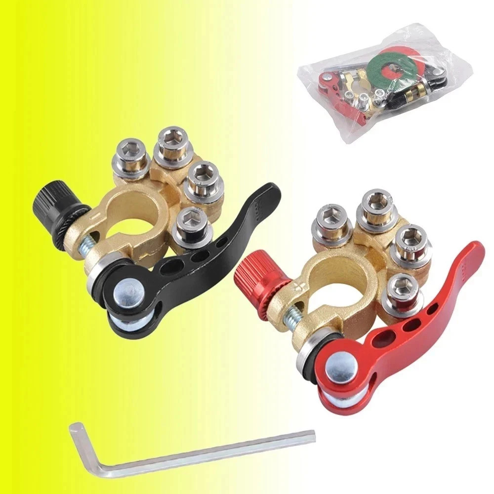 2PCS 4 Way Car Battery Terminal Clamp Connectors Quick Release Disconnect Tool