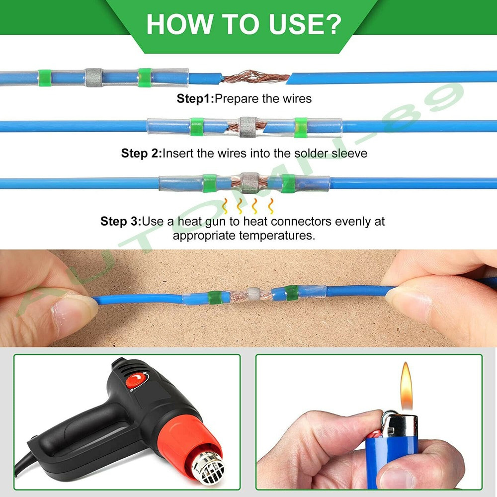 340Pcs Solder Seal Wire Connectors Waterproof Heat Shrink Butt Connectors Solder