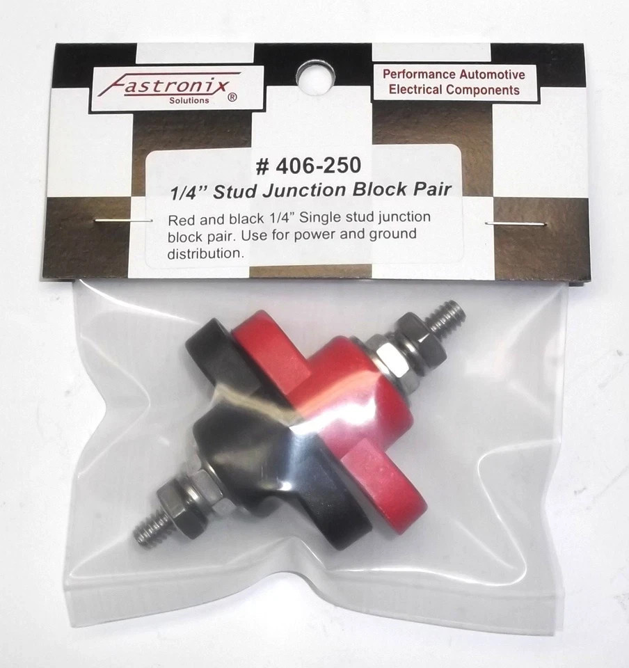 Fastronix 1/4″ Stainless Steel Single Stud Power and Ground Junction Block Red a