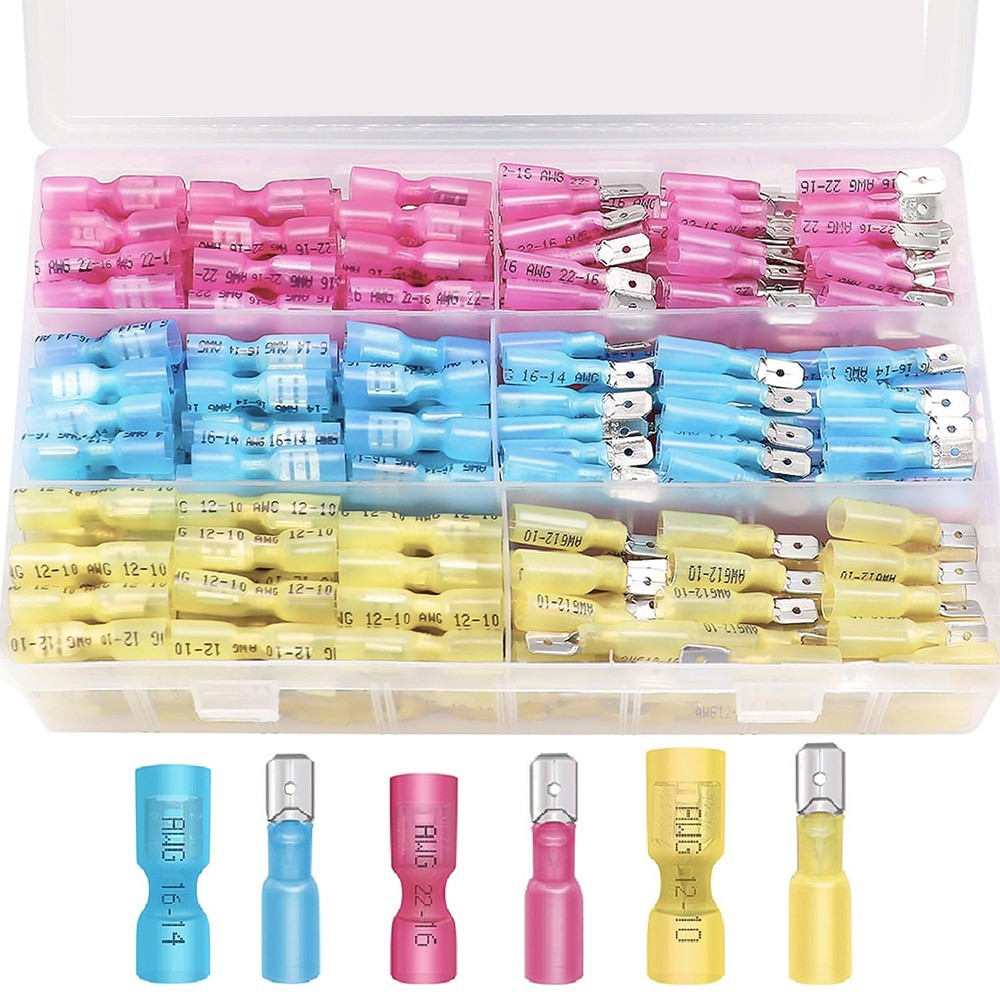 220Pcs Heat Shrink Spade Wire Connectors Waterproof Crimp Terminals Solder Sea