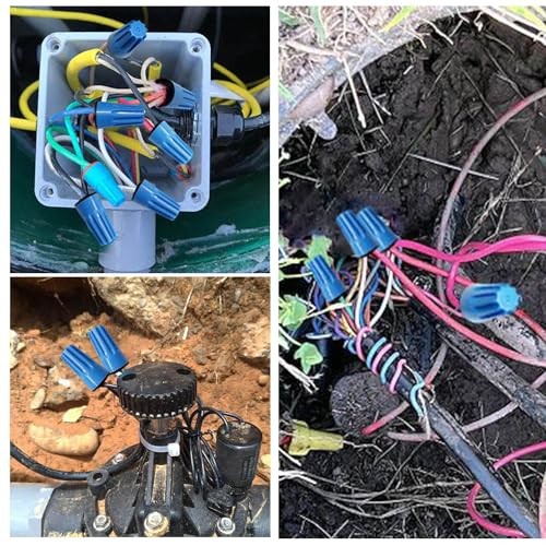 Waterproof Wire Connectors Nuts 100 pcs Landscape Lighting Blue_Black_100