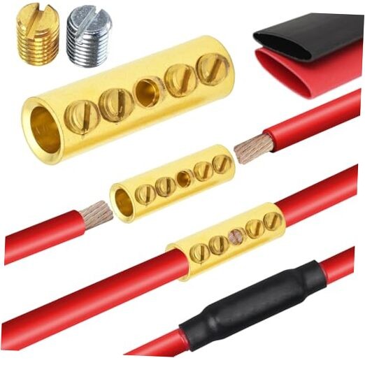 Wire Butt Connectors 6 PCS Brass 4 Gauge Mechanical Splice – Bare Pure Brass