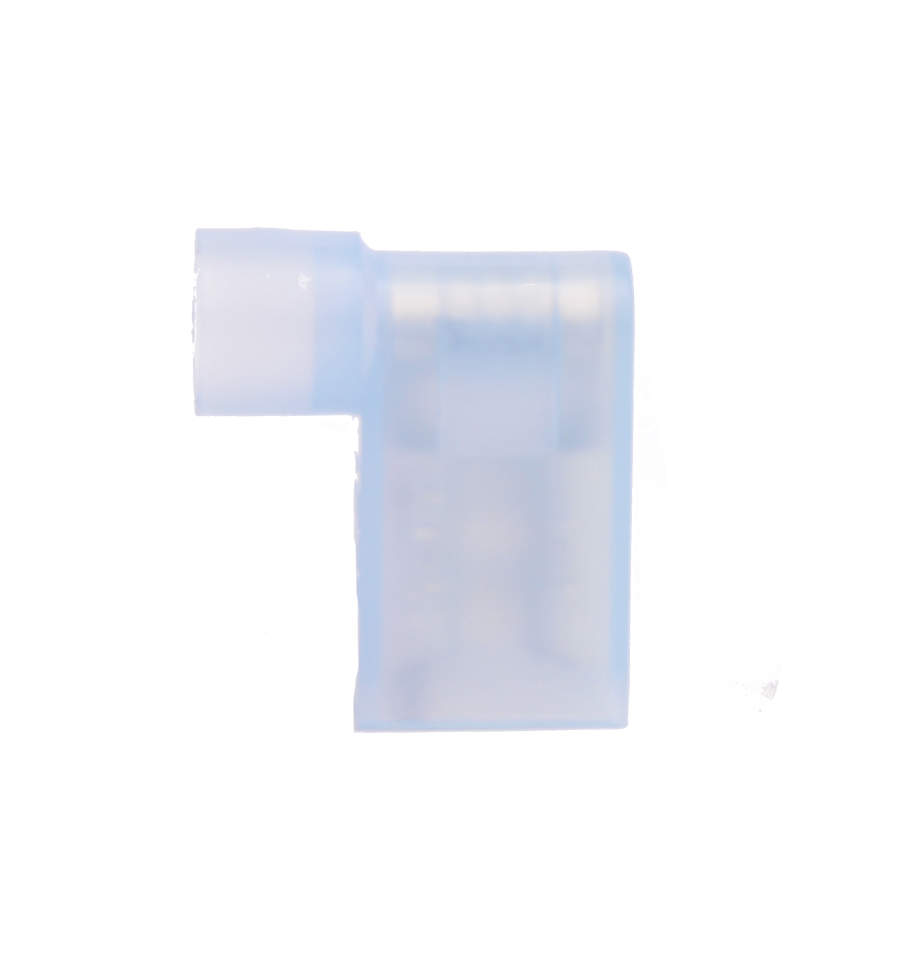 (50) 14-16 BLUE NYLON FEMALE FLAG TERMINAL RIGHT ANGLE FULLY INSULATED CONNECTOR