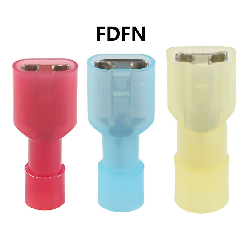 200/100PCS Nylon Insulated Wire Spade Terminals Cable Crimp Connectors 22-10 AWG
