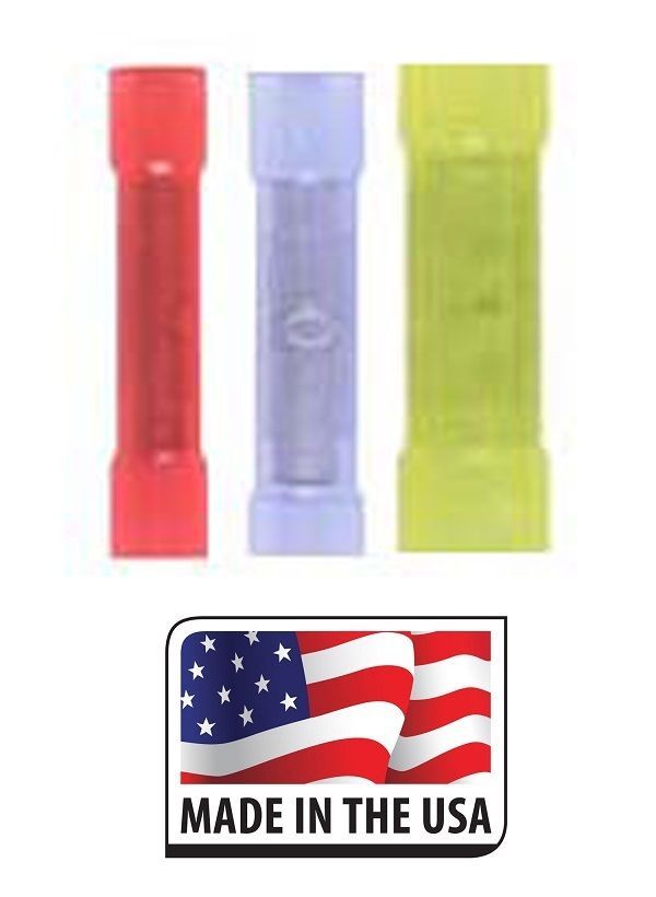 (300) 10-12 14-16 18-22 GAUGE NYLON BUTT CONNECTOR TERMINAL BARREL MADE USA