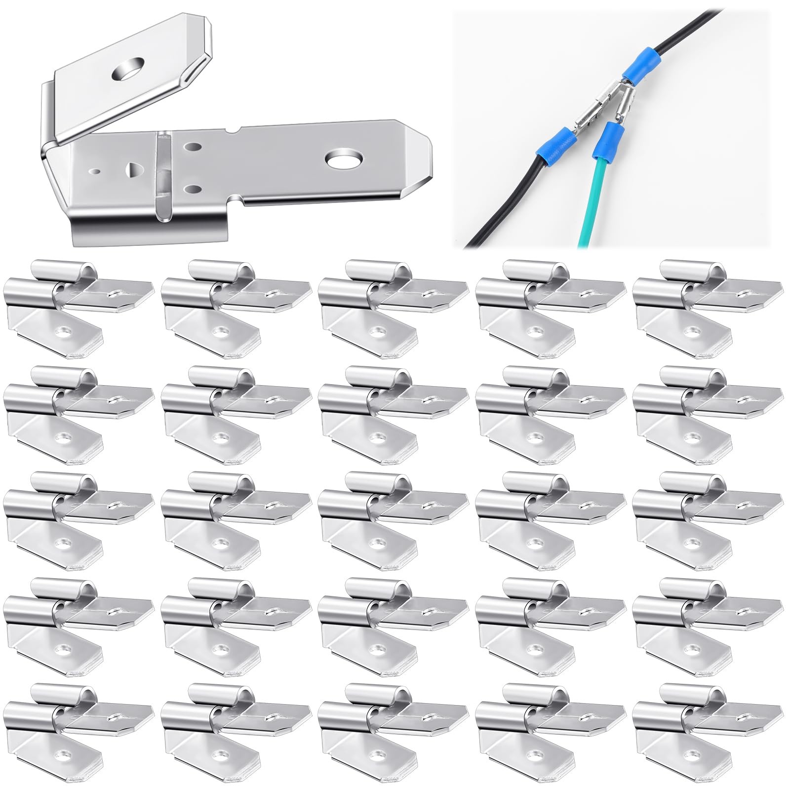 Tellegloww 25 Pcs Double Spade Wire Connector Piggyback Male Female 3 Way