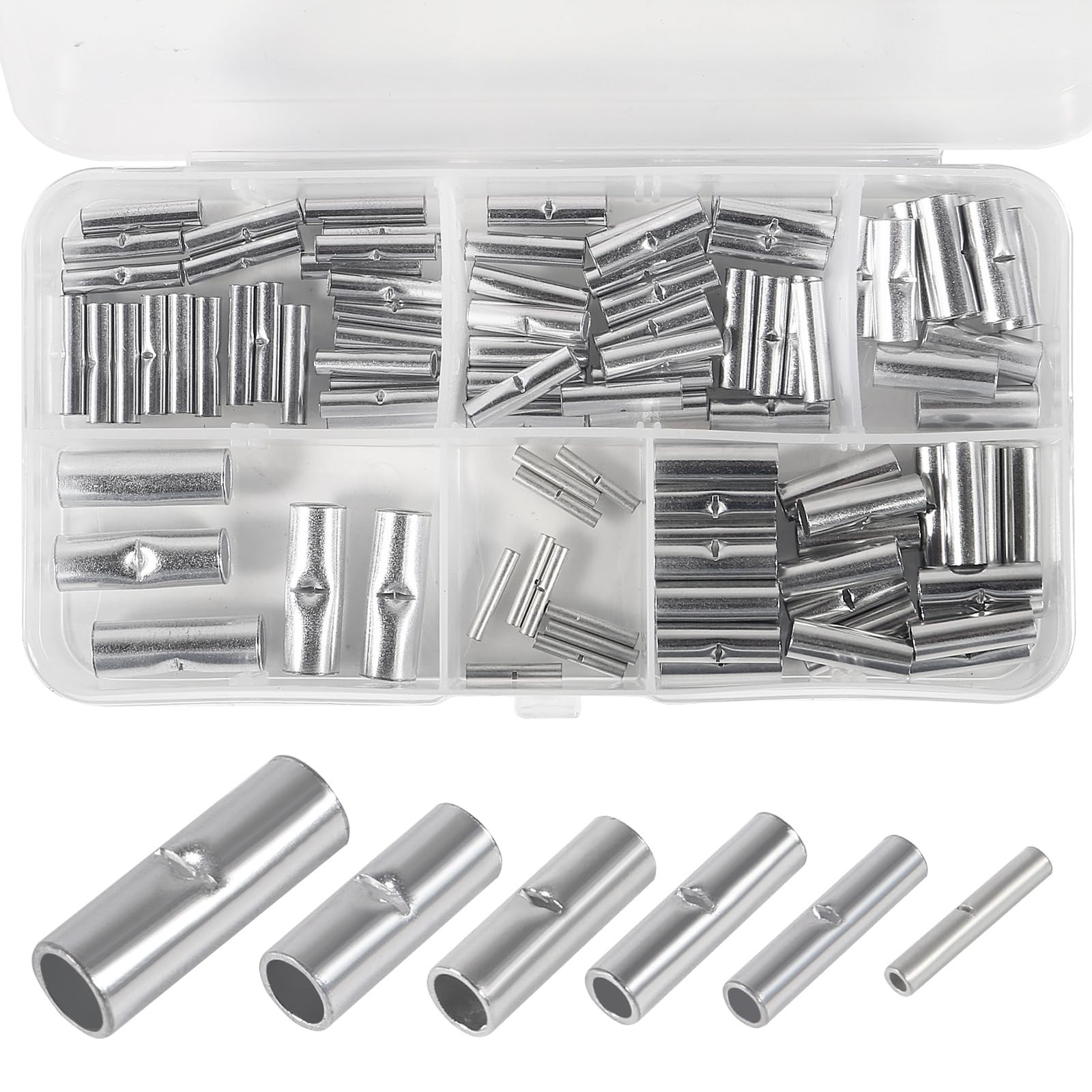 100pcs Non Insulated Butt Connectors Kit Butt Splice Connectors Uninsulated C…