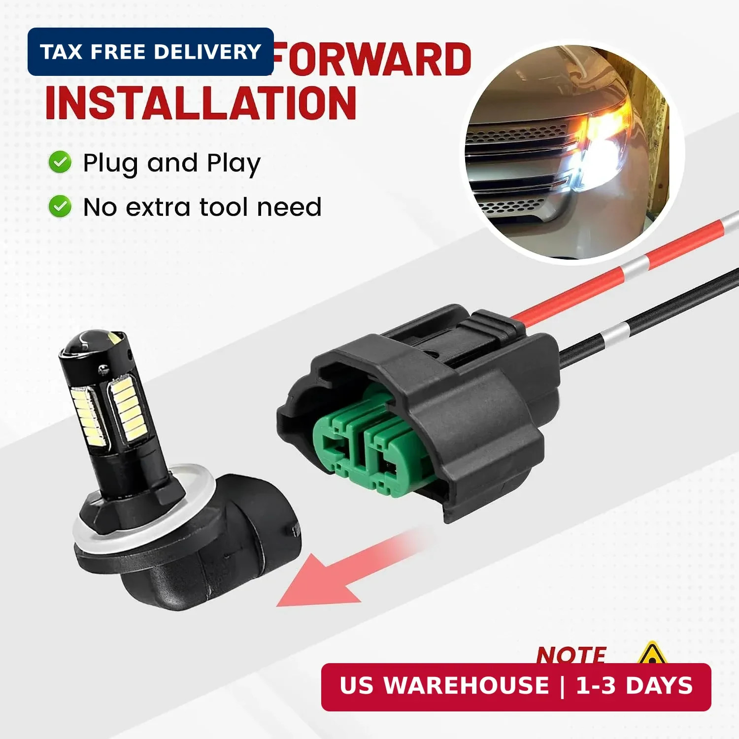 RED WOLF H8 H9 H11 880 881 Female Adapter Wire Connector Replace OEM Headlight F