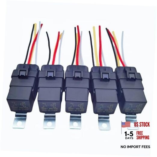 80/60 Ampere 12-Volt DC Car Relay, Equipped with Wiring Harness 4-pin