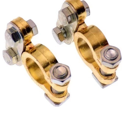 1 Pair 12V Battery Terminal Connectors Brass Alloy Car Clamp Set – NEW