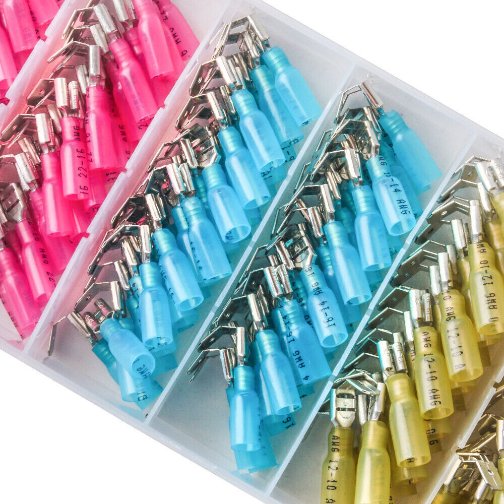 140PCS 22-10 AWG Piggy Back Spade Quick Splice Crimp Connector Terminal Kit