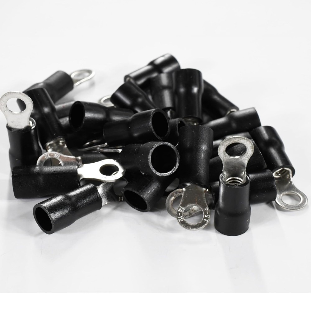 50/100pcs 14-12 AWG Vinyl Ring #8 Black Crimp Terminal Connectors AWG Wire Auto