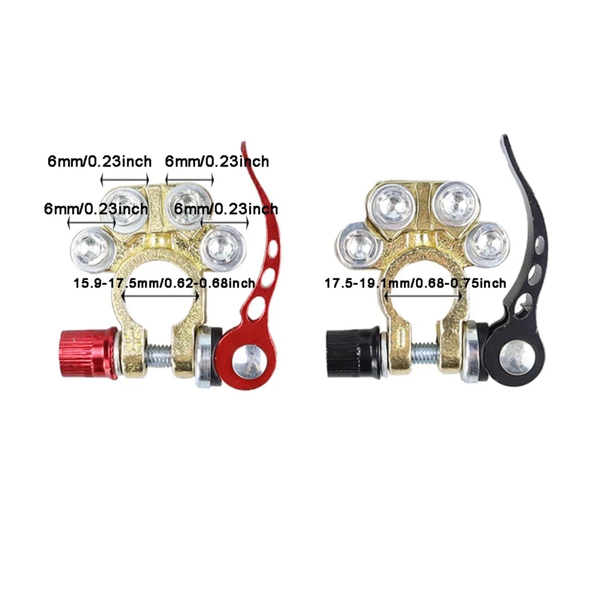 2PCS Car Battery Terminal Connectors Quick Release Positive & Negative Clamps
