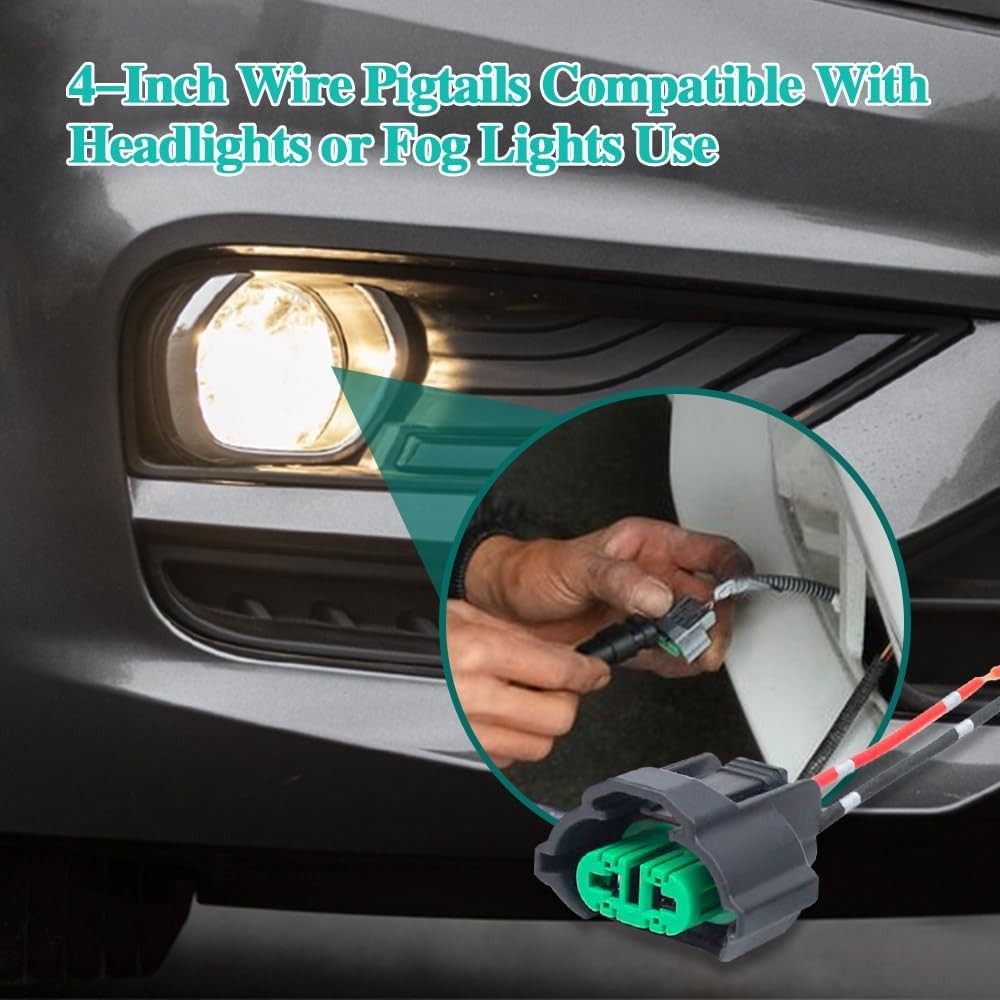 H8 H11 880 881 Fog Light Female Wiring Harness Connector Adapters – 2 Pack