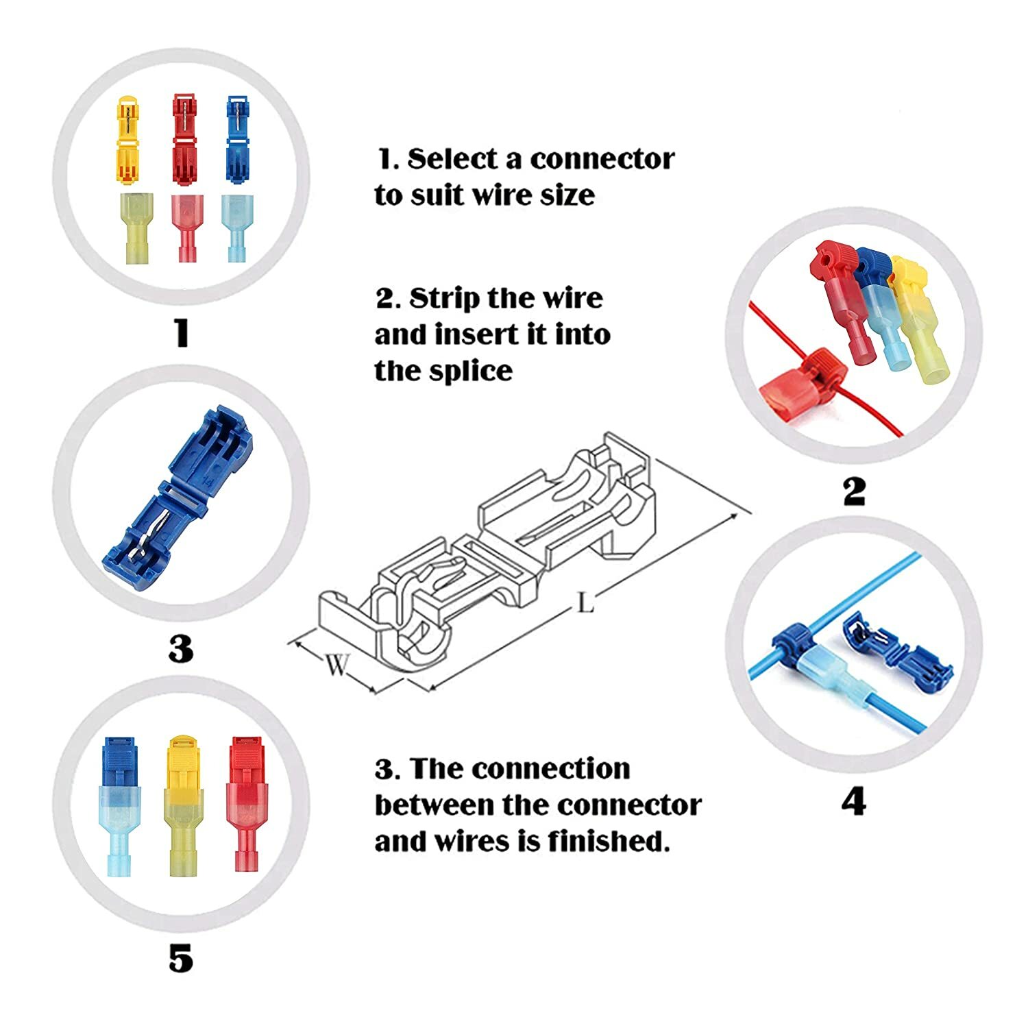 240/60pcs T-Taps Wire Connectors Quick Splice Terminals Insulated Crimp Cable
