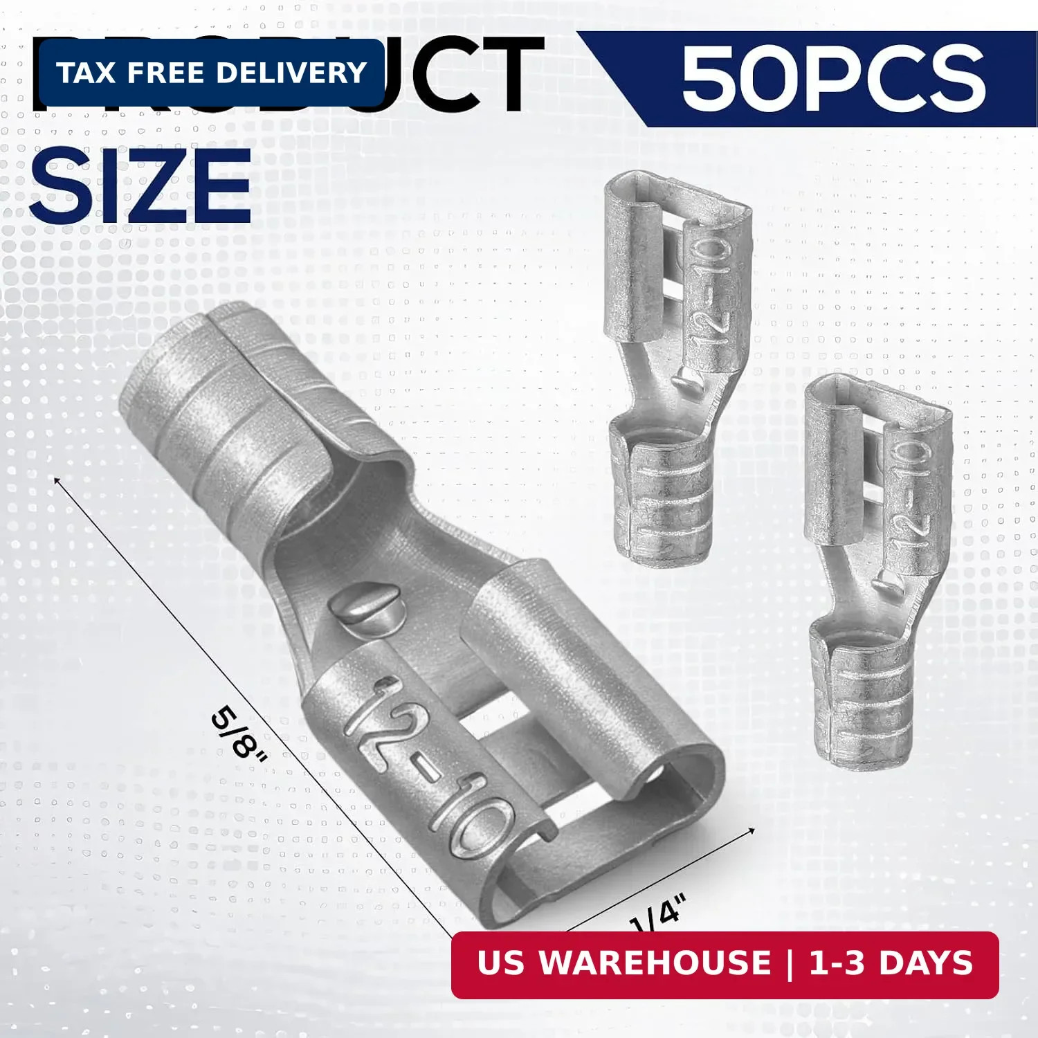 50 Pcs High Temperature Female Non Insulated Spade Connectors 12-10 Gauge Quick
