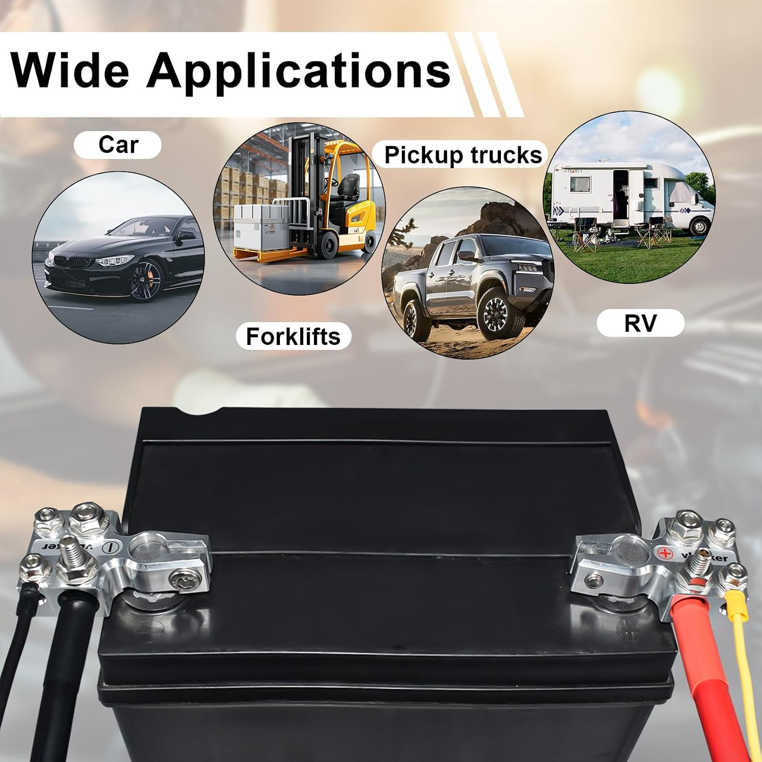 12-Way Lead Acid Battery Terminal Connectors, Multi-Size Hole Holder, 8AWG up to