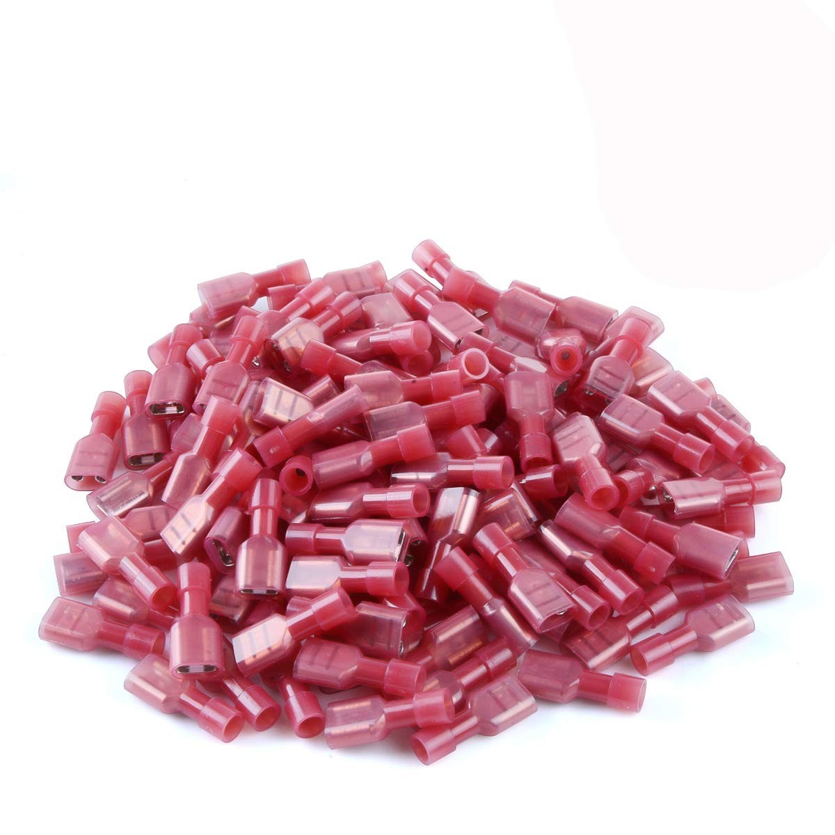 100 Pcs Red Nylon Female Spade Connectors Quick Disconnect Wire Terminals Ins…