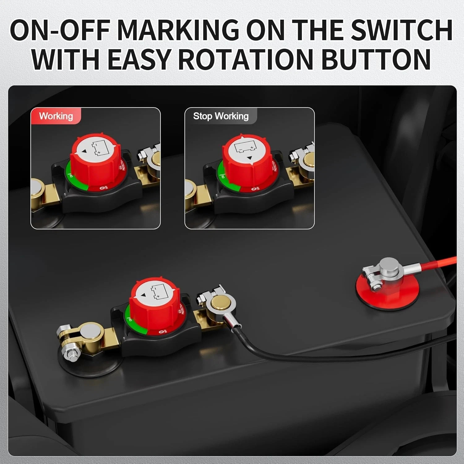 12V-48V Side Post Battery Disconnect Switch Kill Cut Off Switch for Car RV Boat