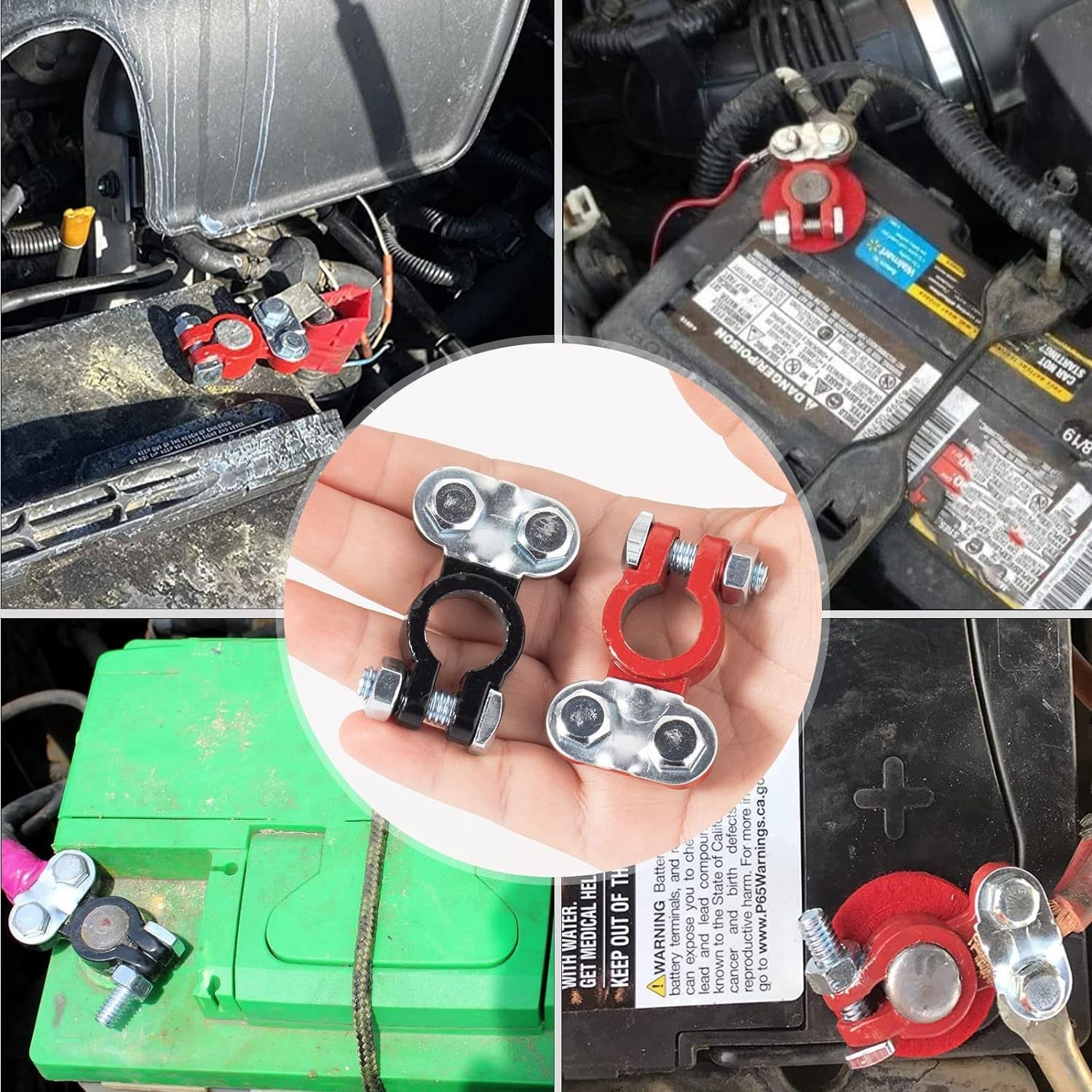 Universal 2 Car Battery Terminal Connector Top Post Positive Negative Heavy Duty