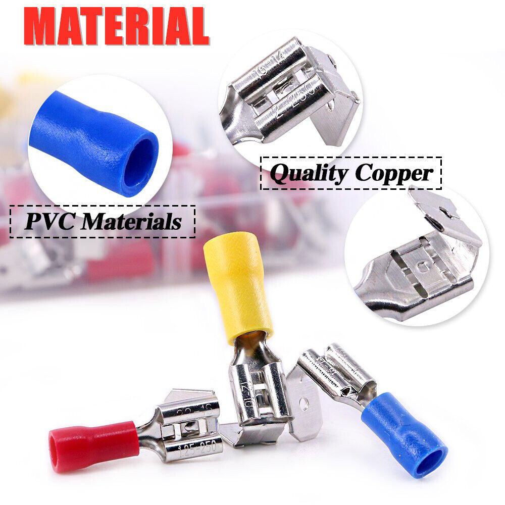 140-50PCS 22-10 AWG Piggy Back Spade Quick Splice Crimp Terminal Connector Kit